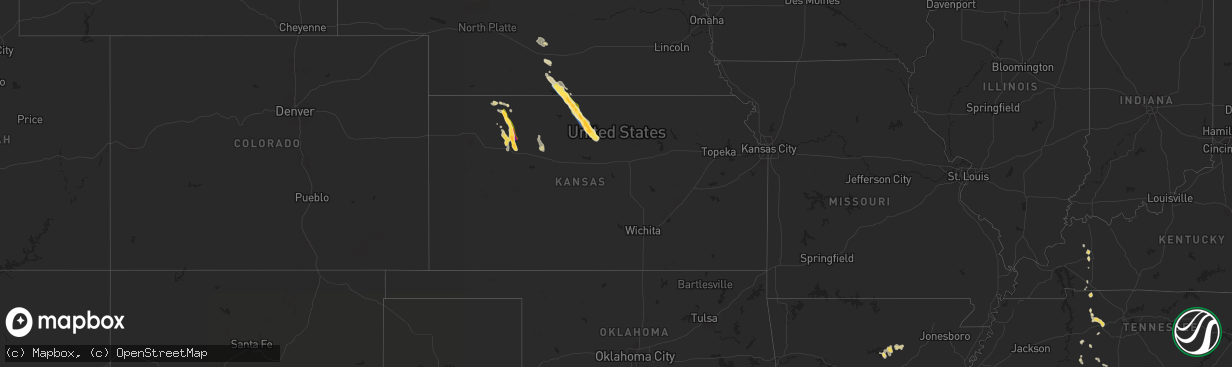 Hail map in Kansas on September 19, 2025