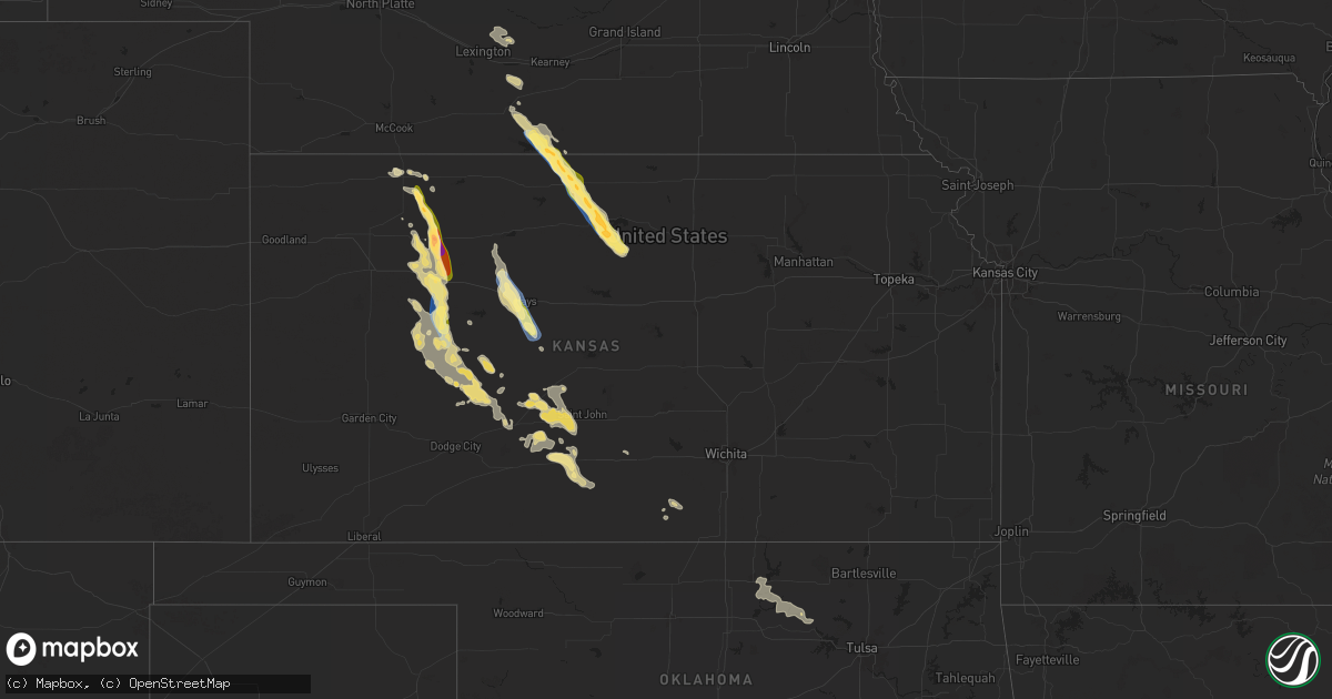 Hail map in Kansas on September 19, 2025