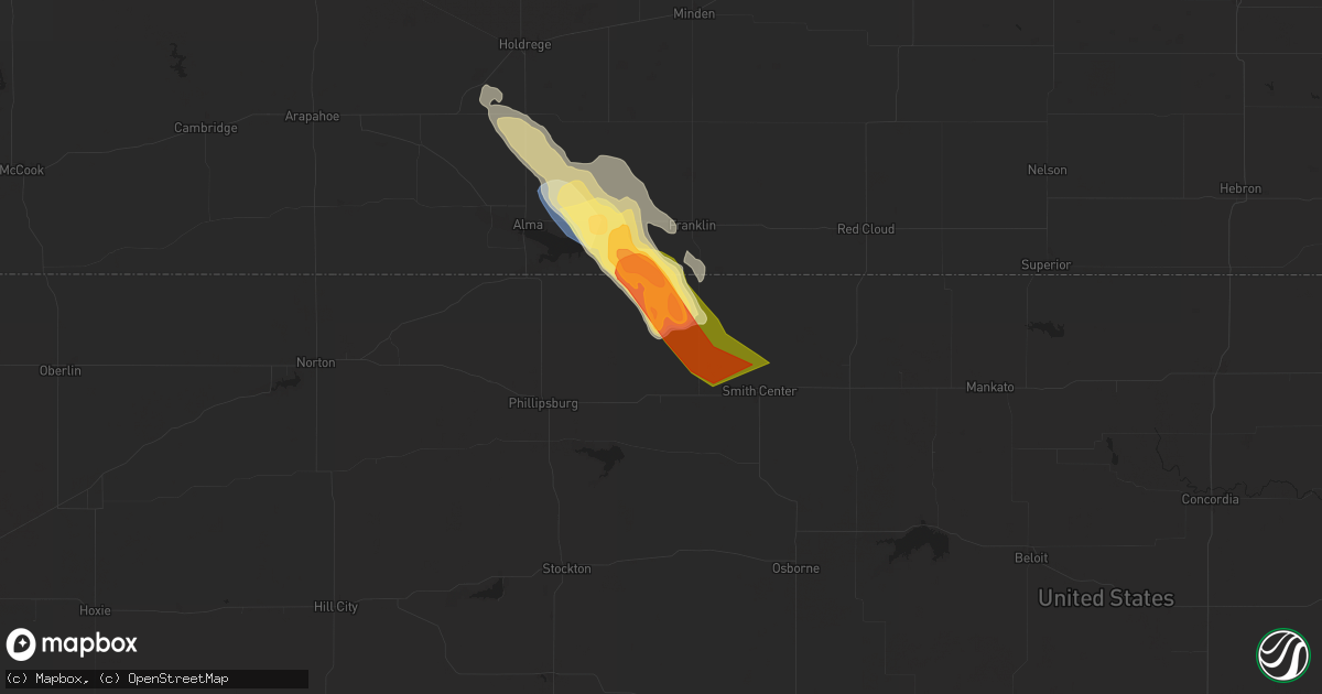 Hail map in Kensington, KS on September 19, 2025