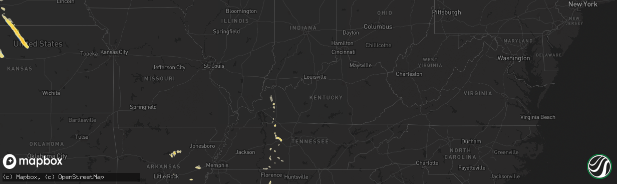 Hail map in Kentucky on September 19, 2025