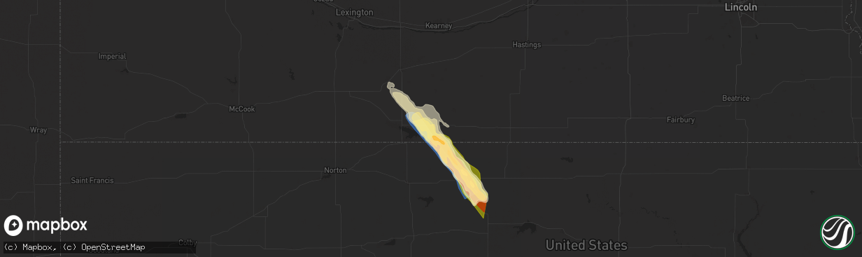 Hail map in Naponee, NE on September 19, 2025