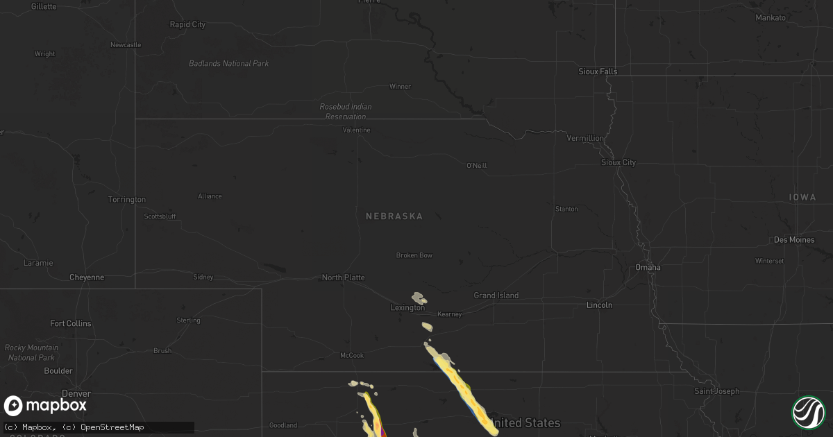 Hail map in Nebraska on September 19, 2025