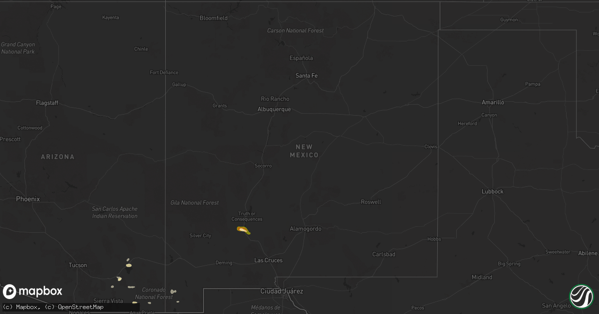 Hail map in New Mexico on September 19, 2025