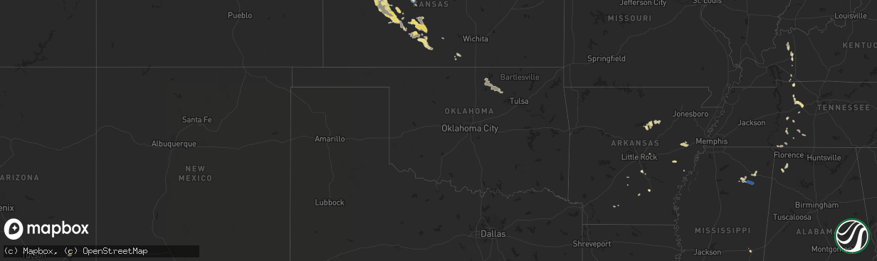 Hail map in Oklahoma on September 19, 2025
