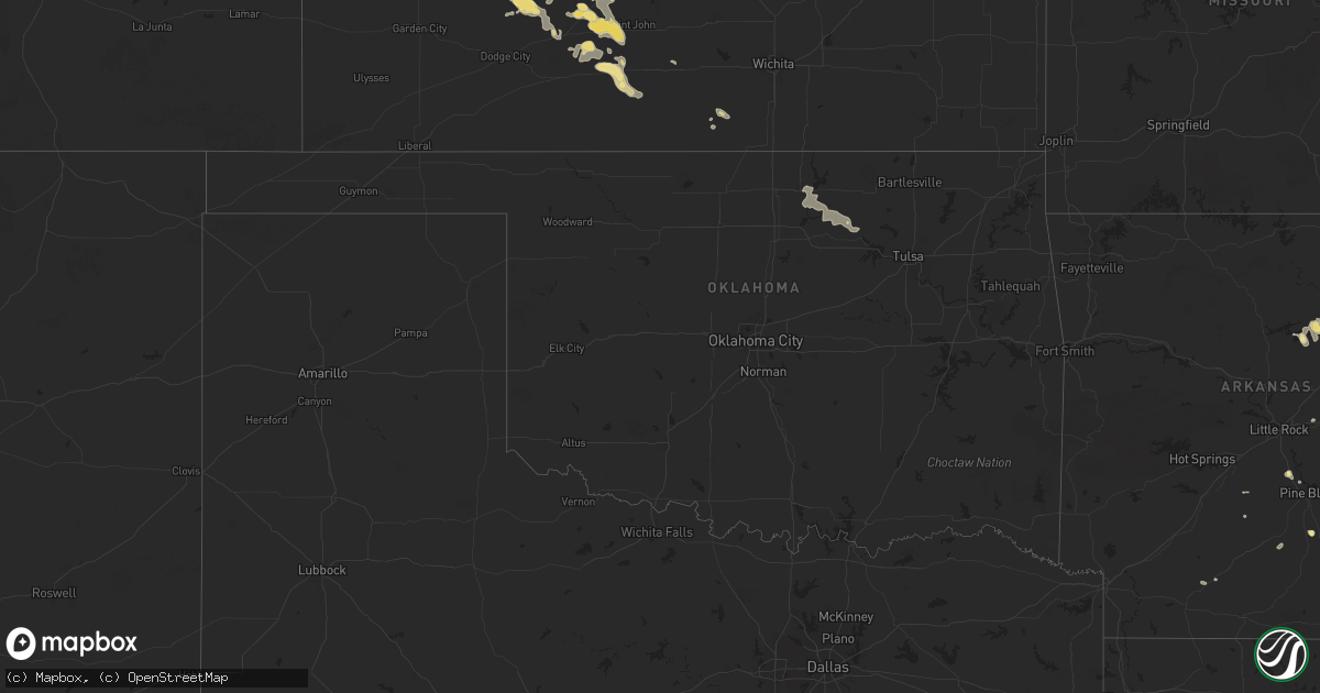 Hail map in Oklahoma on September 19, 2025