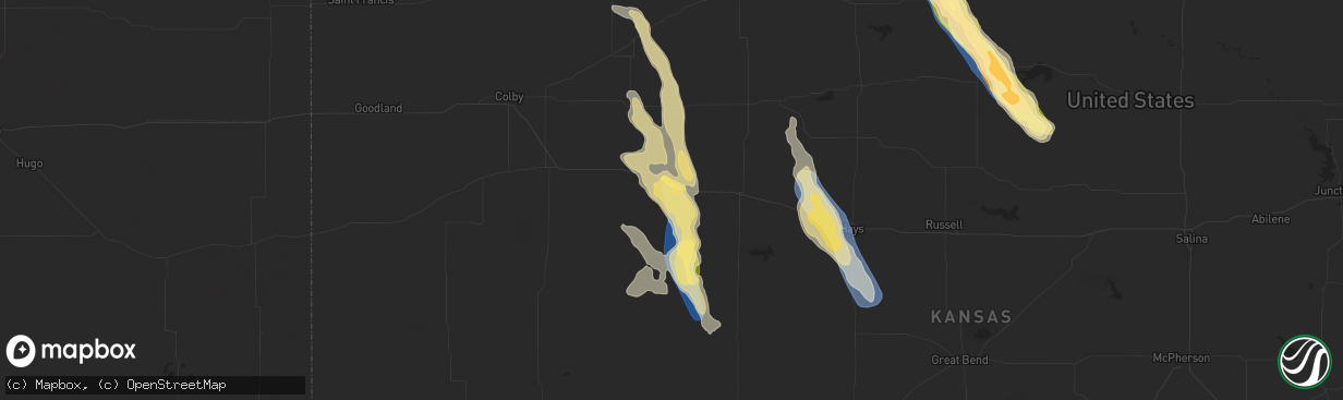 Hail map in Quinter, KS on September 19, 2025
