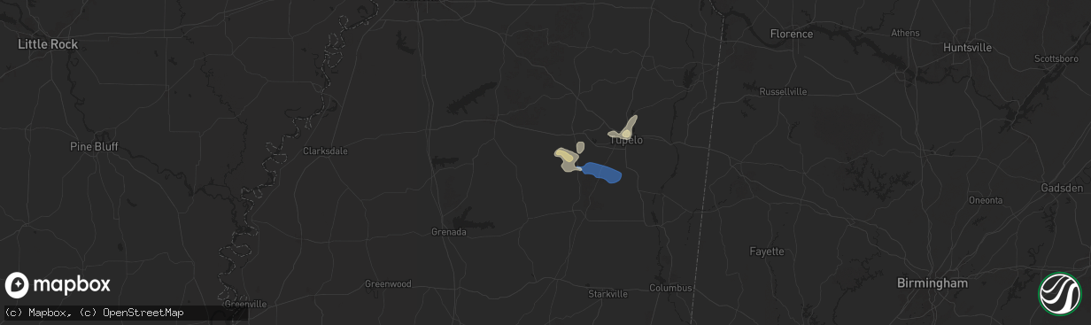 Hail map in Randolph, MS on September 19, 2025