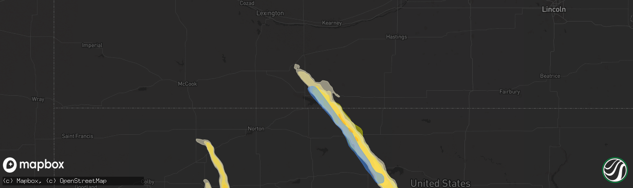 Hail map in Republican City, NE on September 19, 2025