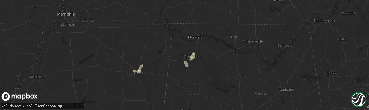 Hail map in Russellville, AL on September 19, 2025