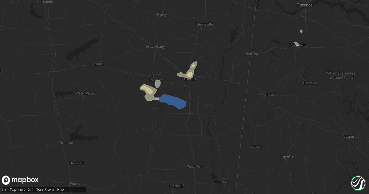 Hail map in Shannon, MS on September 19, 2025