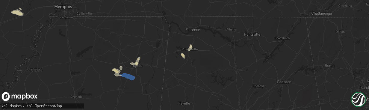 Hail map in Spruce Pine, AL on September 19, 2025