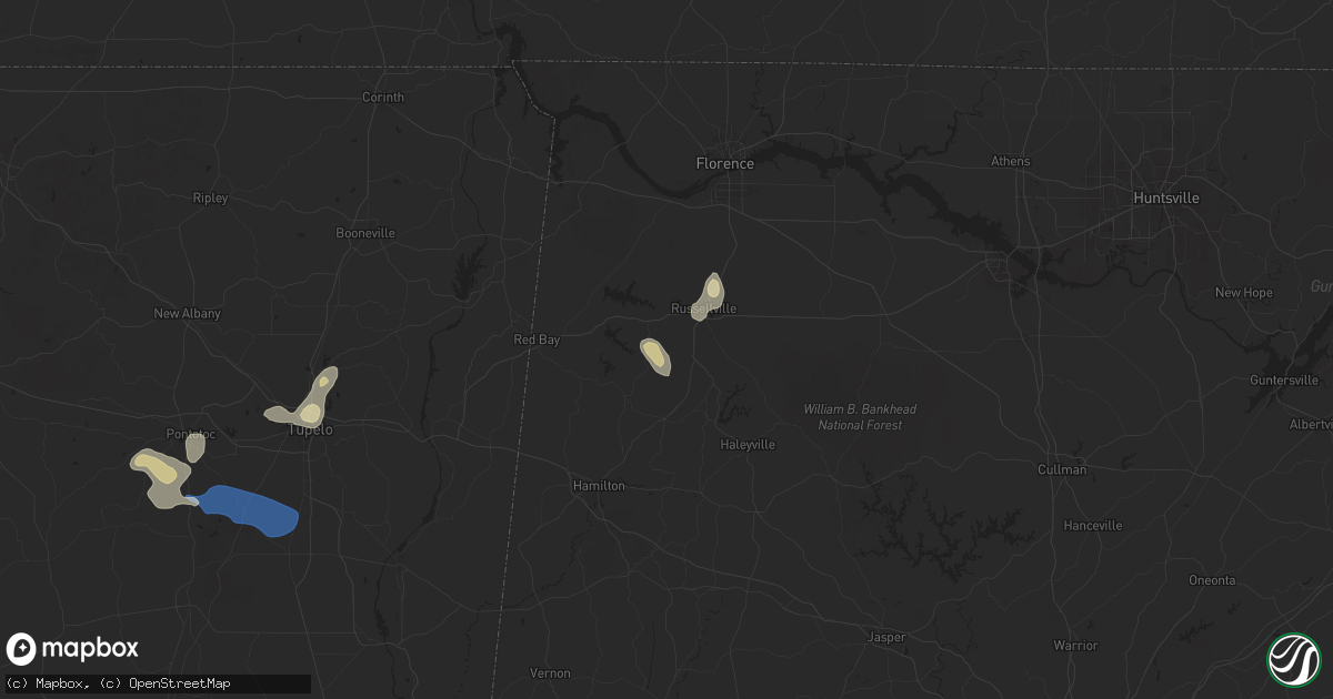 Hail map in Spruce Pine, AL on September 19, 2025