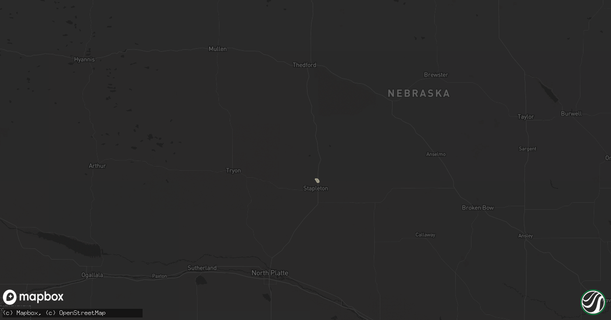 Hail map in Stapleton, NE on September 19, 2025