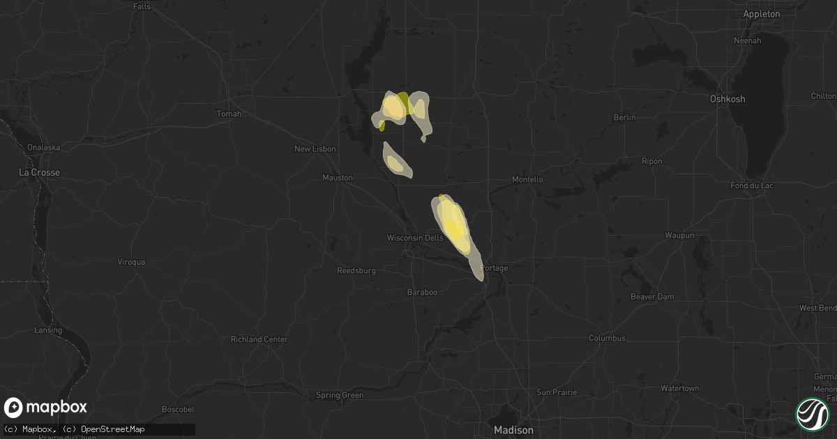 Hail map in Wisconsin Dells, WI on September 19, 2025