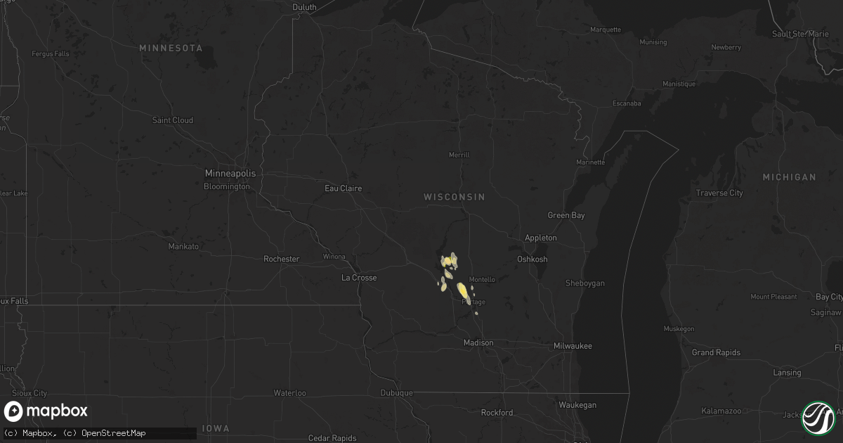 Hail map in Wisconsin on September 19, 2025