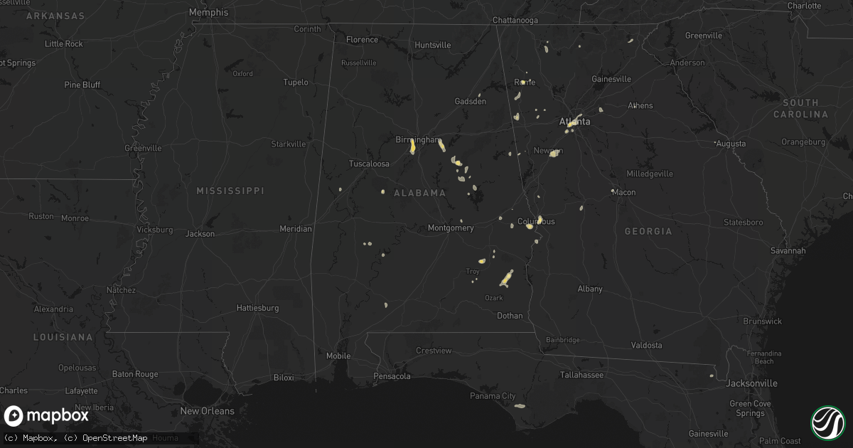 Hail map in Alabama on September 19, 2026