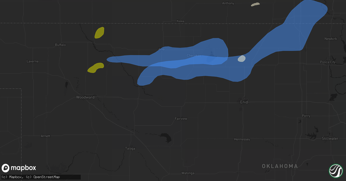 Hail map in Aline, OK on September 19, 2026