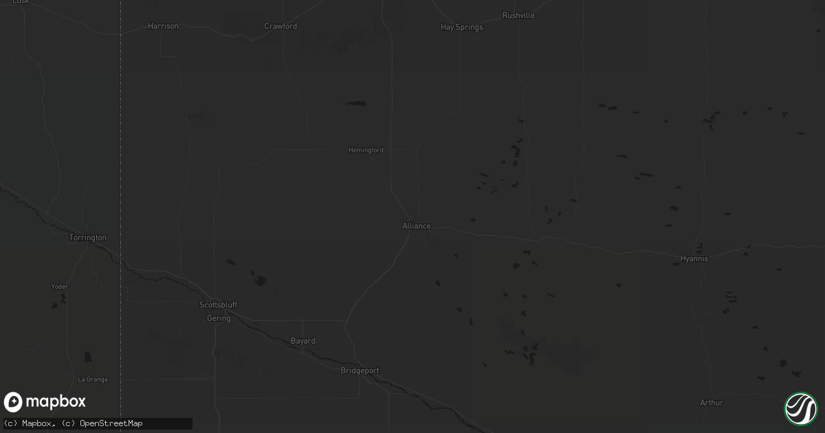 Hail map in Alliance, NE on September 19, 2026