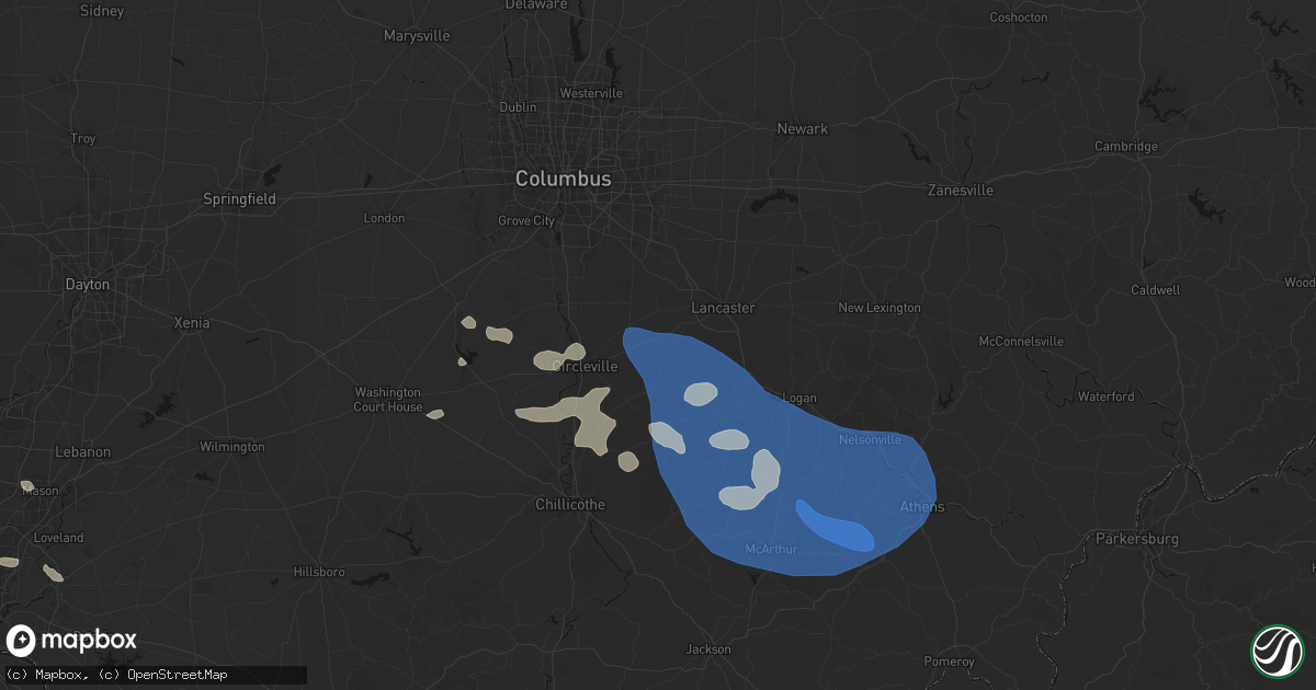 Hail map in Amanda, OH on September 19, 2026