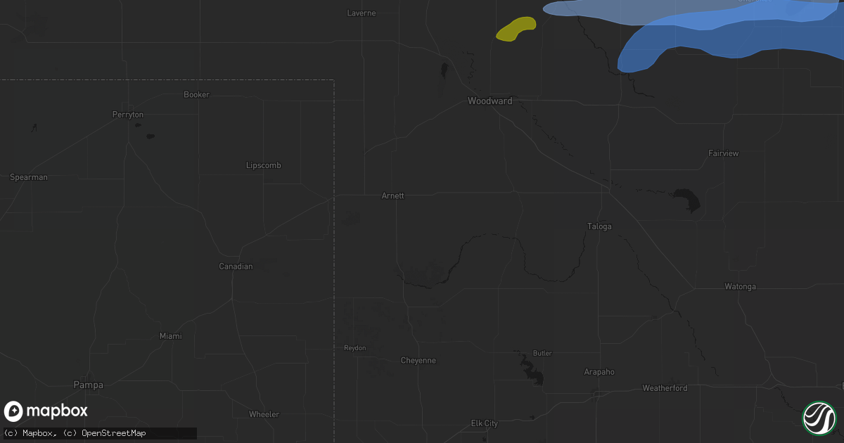 Hail map in Arnett, OK on September 19, 2026