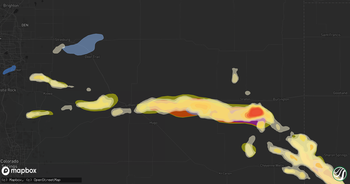 Hail map in Arriba, CO on September 19, 2026