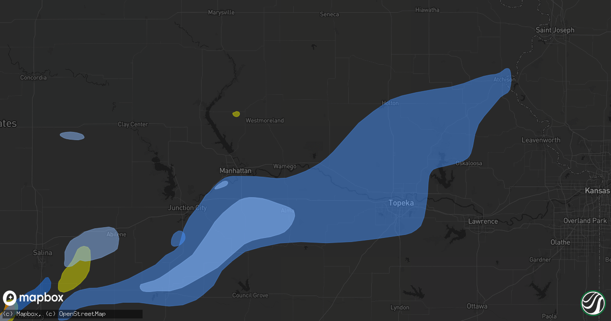 Hail map in Belvue, KS on September 19, 2026
