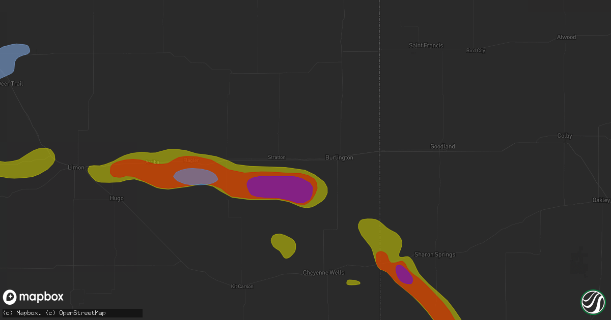 Hail map in Bethune, CO on September 19, 2026