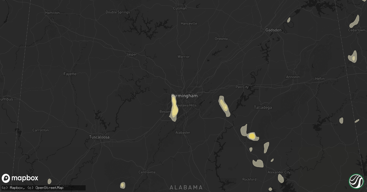 Hail map in Birmingham, AL on September 19, 2026