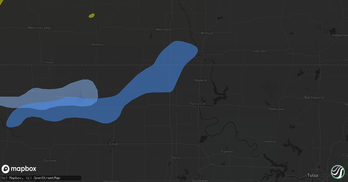 Hail map in Blackwell, OK on September 19, 2026