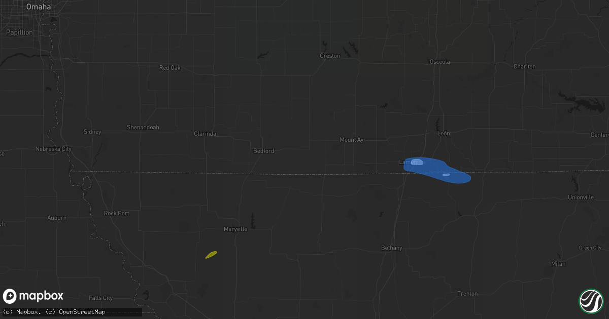 Hail map in Blockton, IA on September 19, 2026