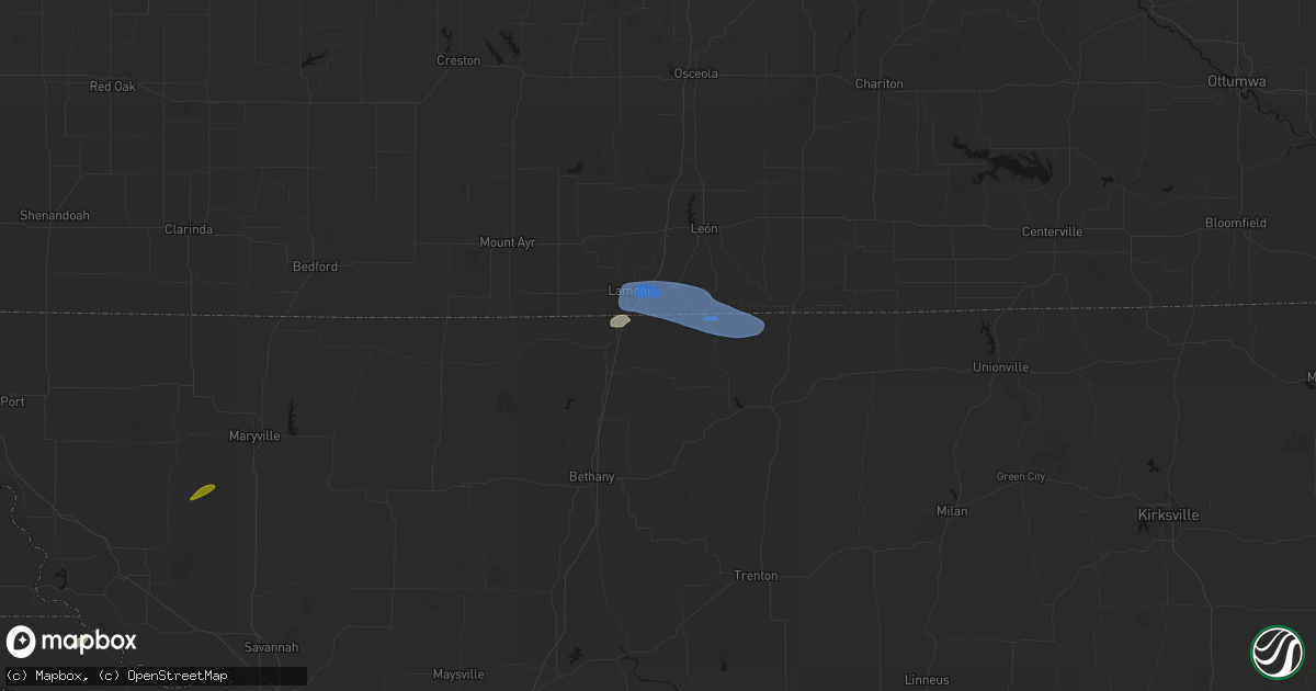 Hail map in Blythedale, MO on September 19, 2026