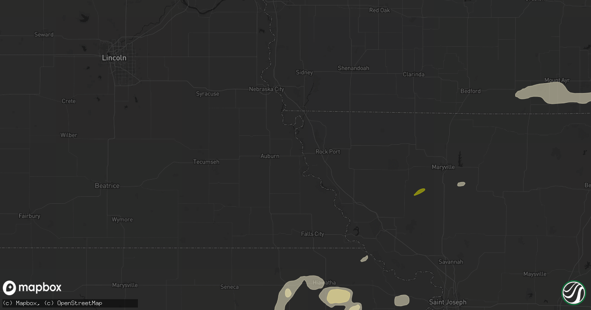Hail map in Brownville, NE on September 19, 2026