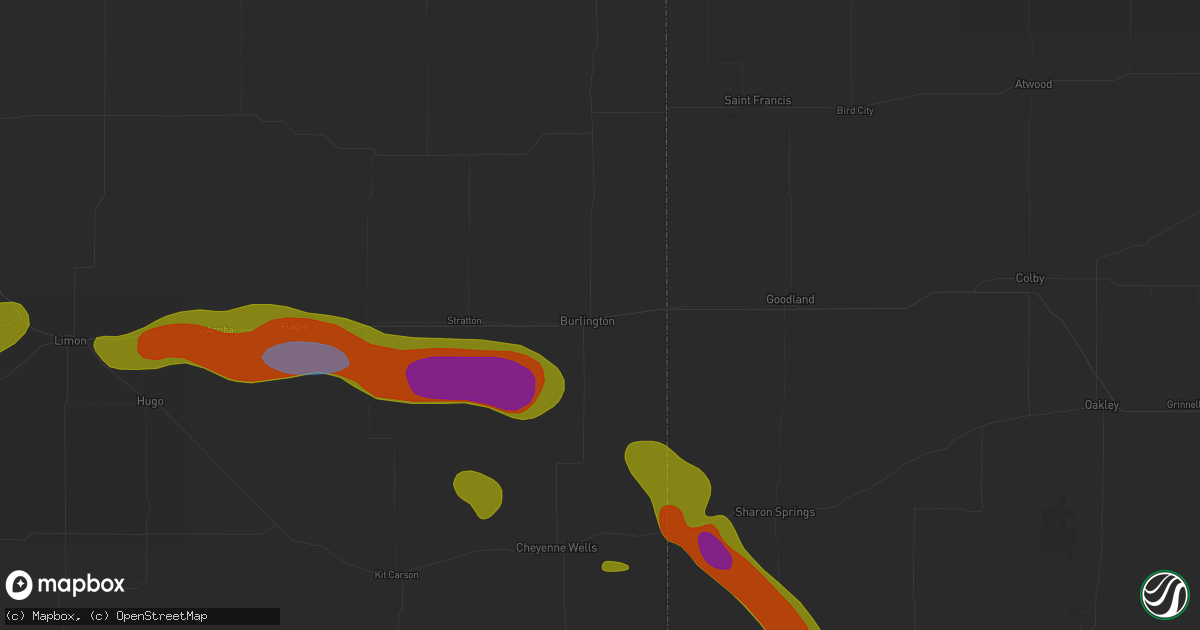 Hail map in Burlington, CO on September 19, 2026