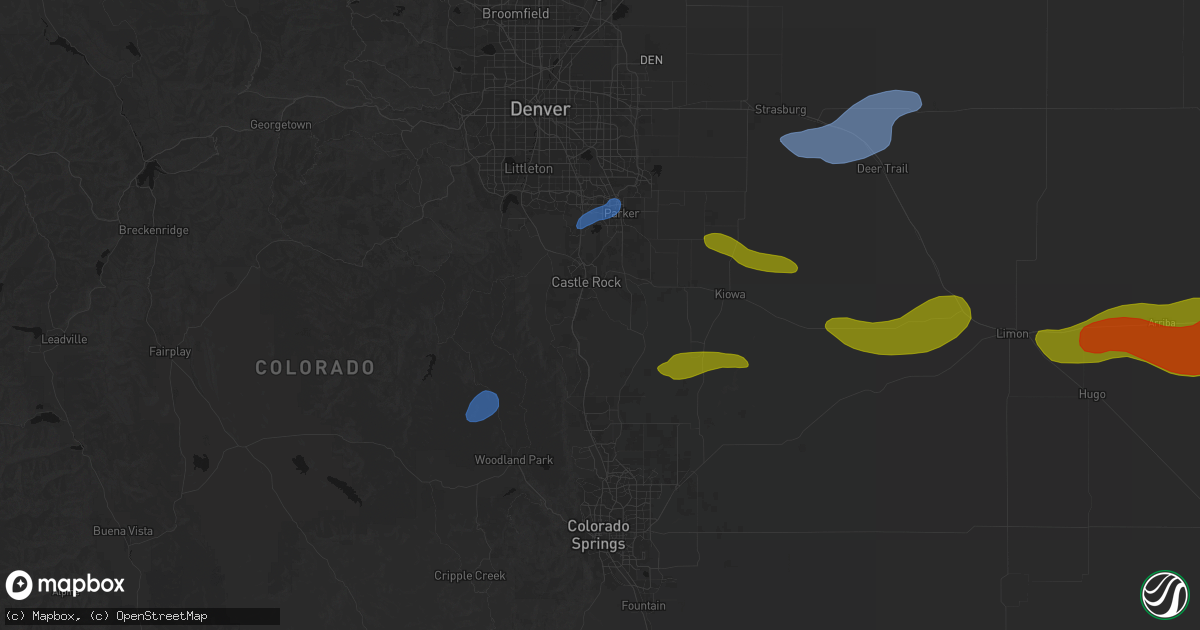 Hail map in Castle Rock, CO on September 19, 2026