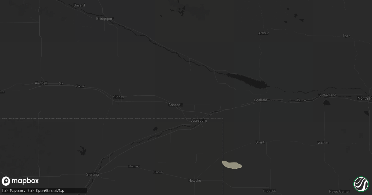 Hail map in Chappell, NE on September 19, 2026