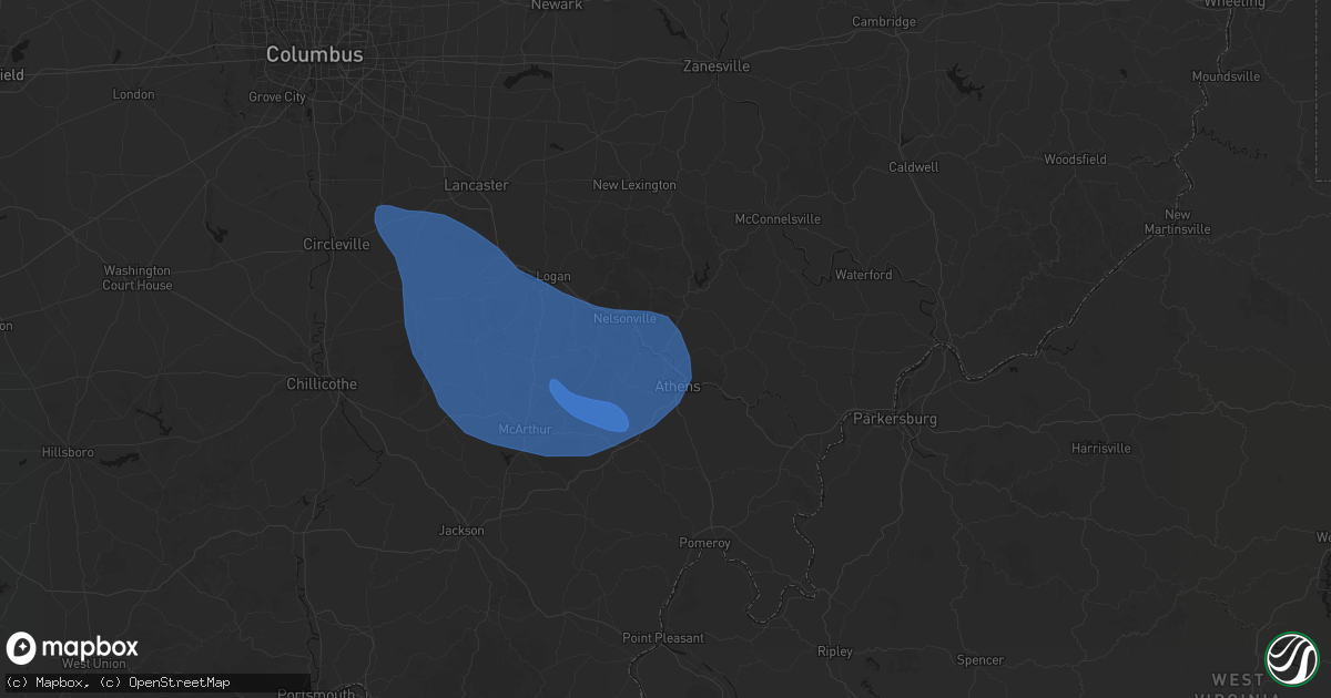 Hail map in Chauncey, OH on September 19, 2026