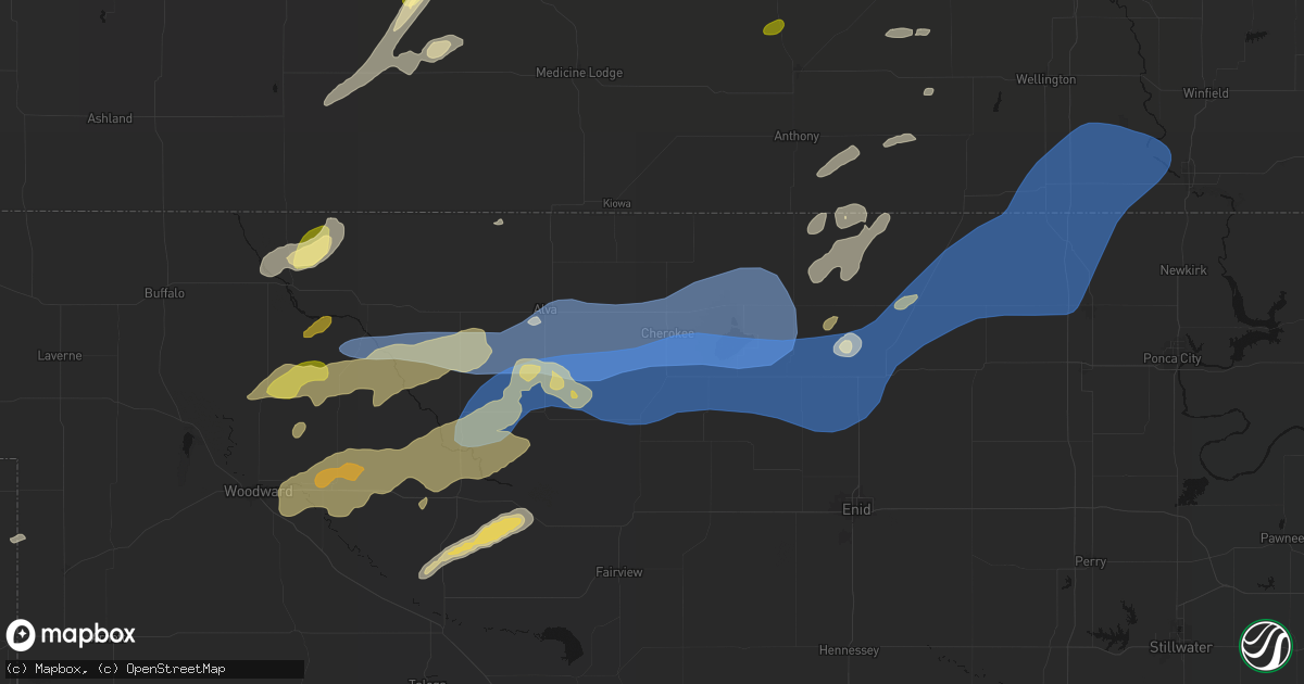 Hail map in Cherokee, OK on September 19, 2026