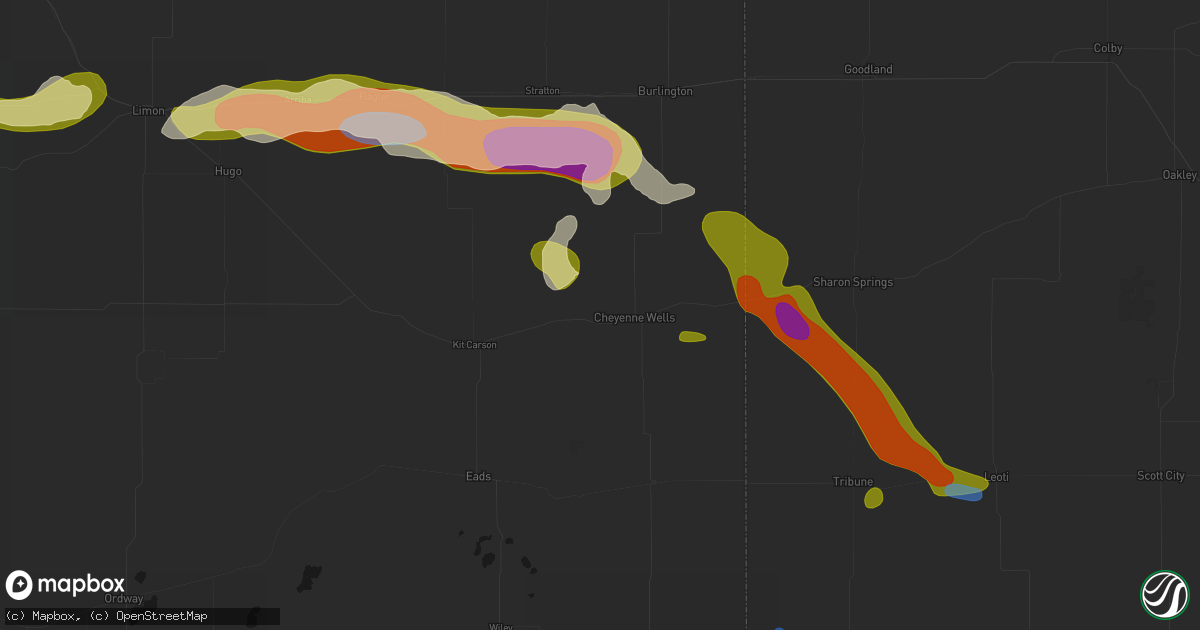 Hail map in Cheyenne Wells, CO on September 19, 2026