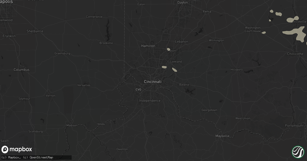 Hail map in Cincinnati, OH on September 19, 2026