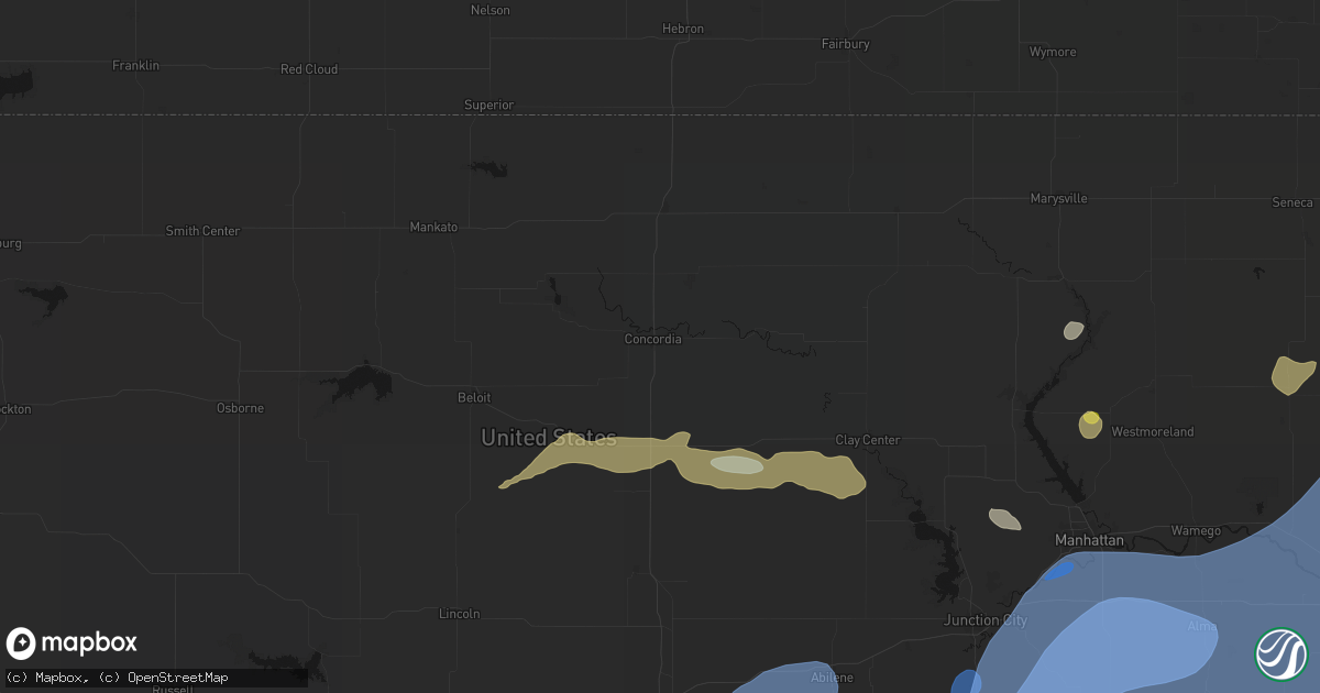 Hail map in Concordia, KS on September 19, 2026