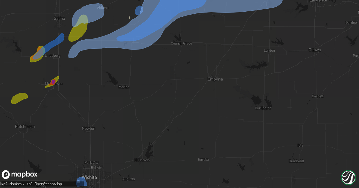 Hail map in Cottonwood Falls, KS on September 19, 2026