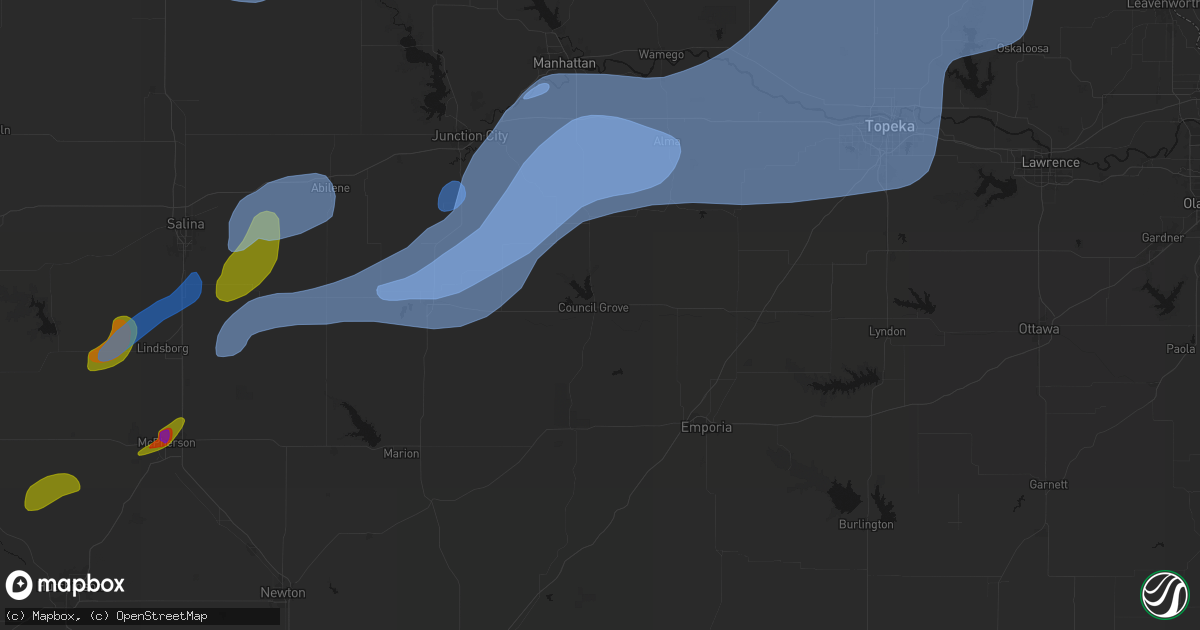Hail map in Council Grove, KS on September 19, 2026