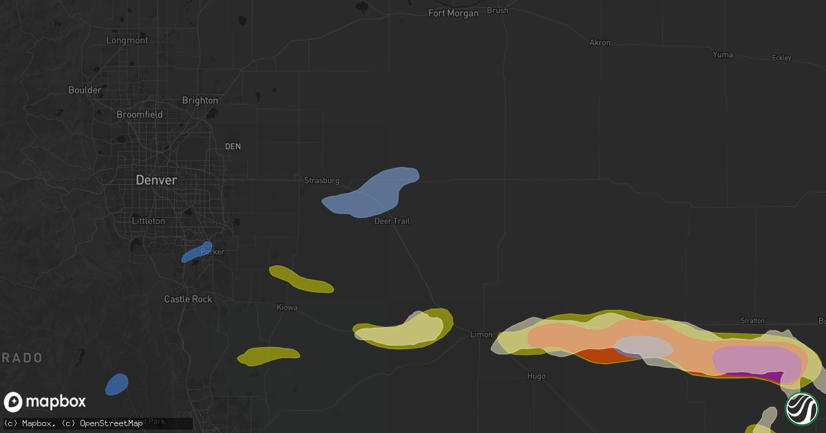 Hail map in Deer Trail, CO on September 19, 2026