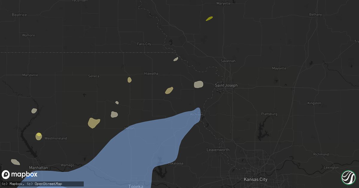 Hail map in Denton, KS on September 19, 2026