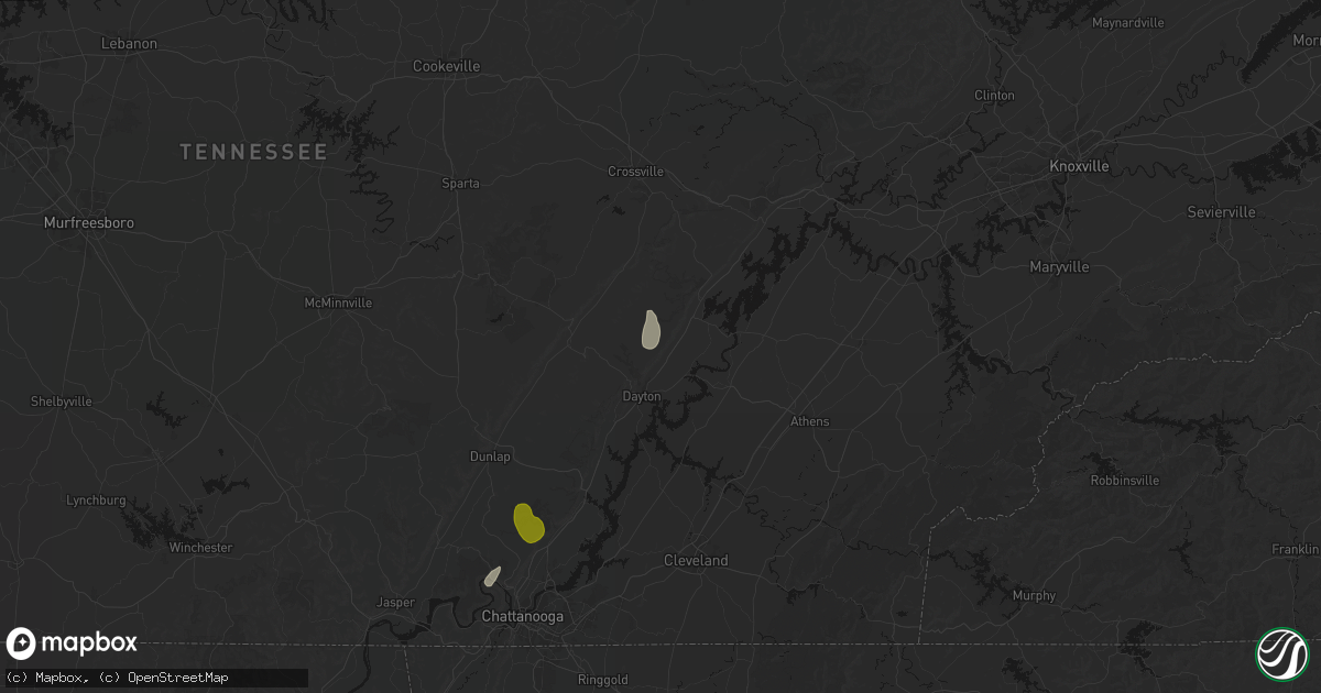 Hail map in Evensville, TN on September 19, 2026