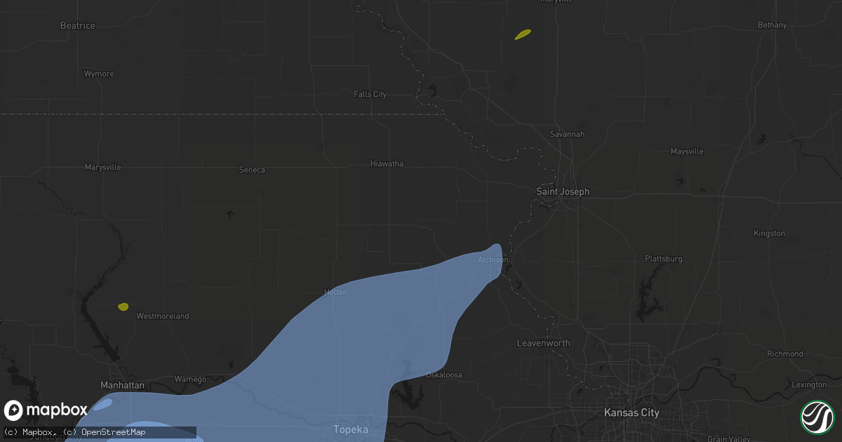 Hail map in Everest, KS on September 19, 2026