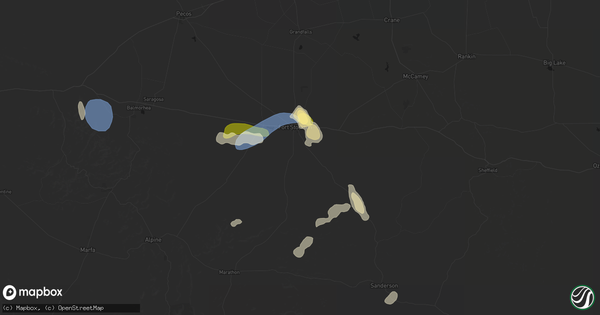 Hail map in Fort Stockton, TX on September 19, 2026