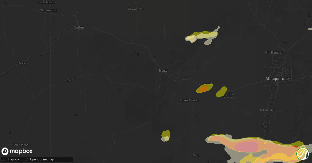 Hail map in Grants, NM on September 19, 2026