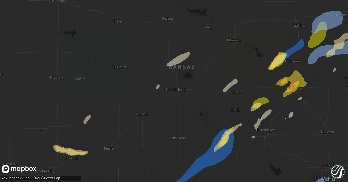 Hail map in Great Bend, KS on September 19, 2026