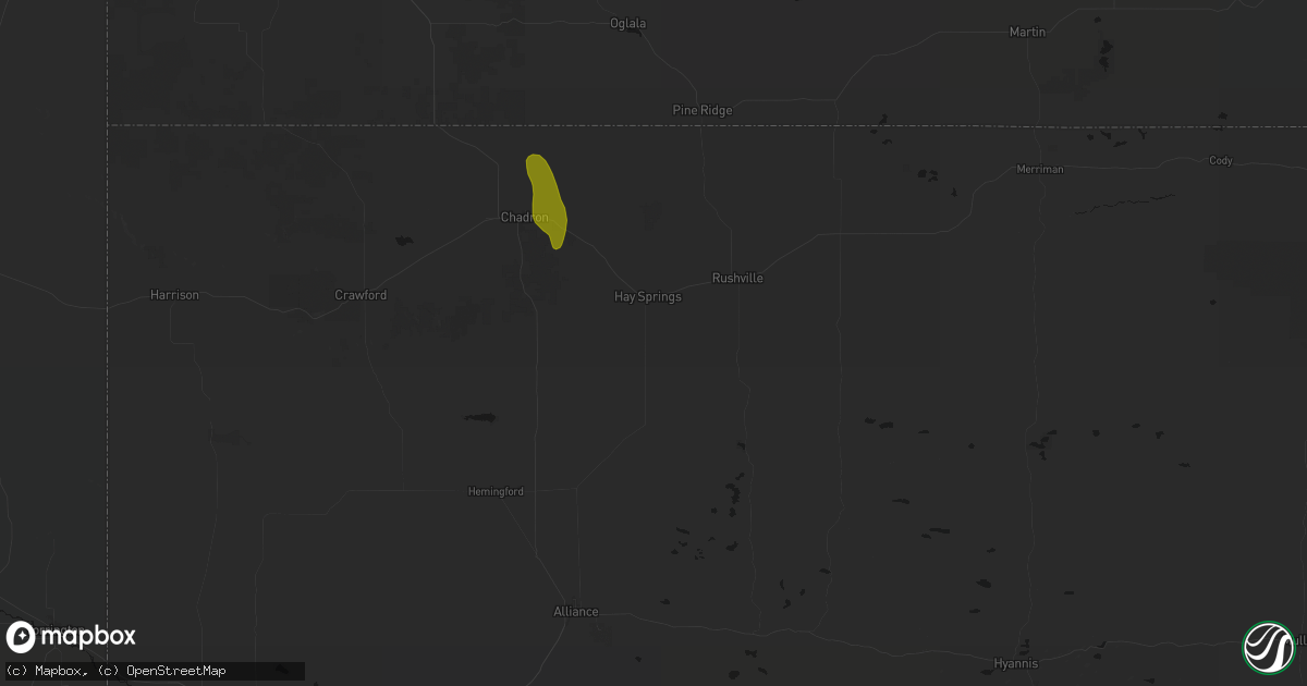 Hail map in Hay Springs, NE on September 19, 2026